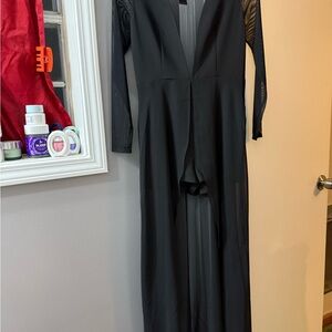 Express Black Jumpsuit with Sheer Sleeves
